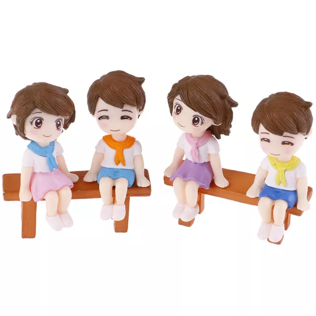 1set Sweet Couple DIY Mini Miniature Figurine Garden Deco Seat Micro Landsc&DS