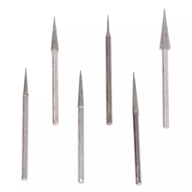 6Pcs 1-4mm Diamond Grinding Head Needle Bits Burrs Engraving Carving Tool 2.3-hf 2