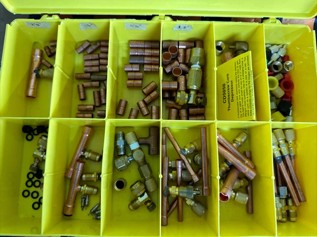 Lot of 100+ Nibco Schrader Couplers Line Valves Misc Parts new old stock