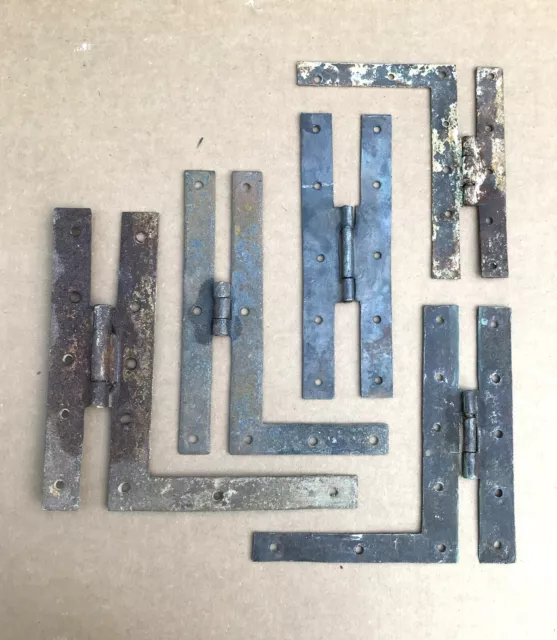 Lot of (5) Antique 18th century wrought iron H and HL Hinges.