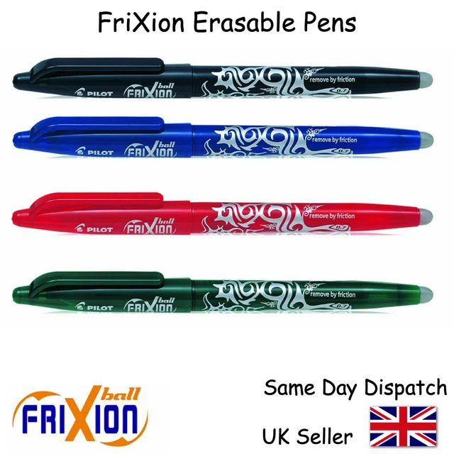 Pilot FriXion Rollerball Erasable Tip Pens - 0.7mm Pen -  BLACK BLUE RED GREEN