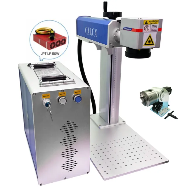 CALCA JPT Laser 50W Split Fiber Laser Marking Machine with Rotation Axis, Pickup