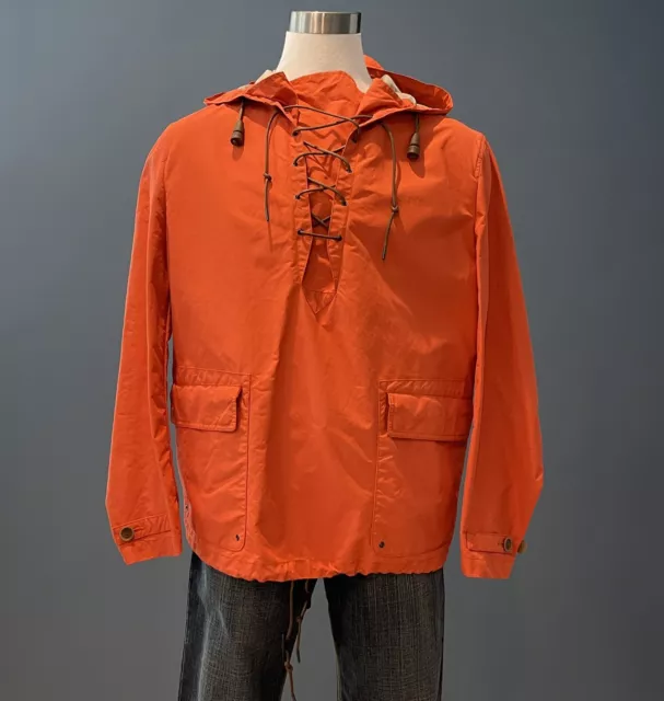 NWT Burberry Brit Orange Dalburn Hooded Pullover Rain Slicker Jacket - XL