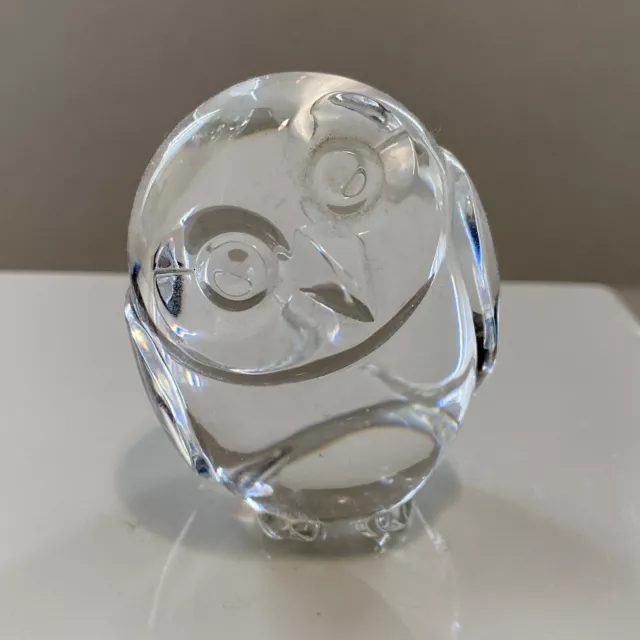Steuben Glass Crystal Owl Figurine Hand Cooler Paperweight 2.5" Tall Usa - Euc
