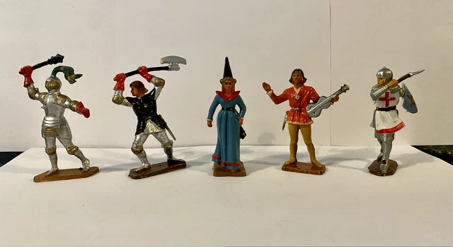 Starlux Ancien - Magnifique lot de 5 Soldats Moyen-Age - 6 cm