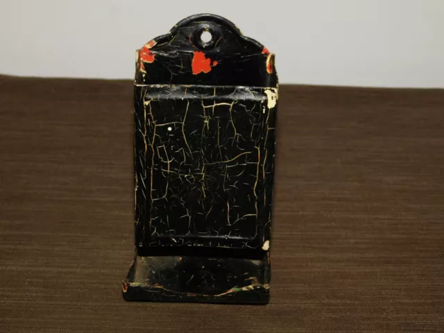 Vintage Kitchen 6" High Metal Wall Hang Match Box Safe Holder