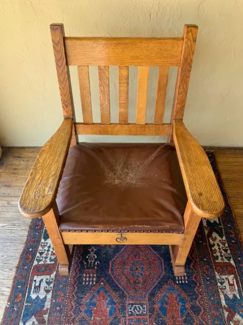 Antique Roycroft Rocking Chair Signed 2