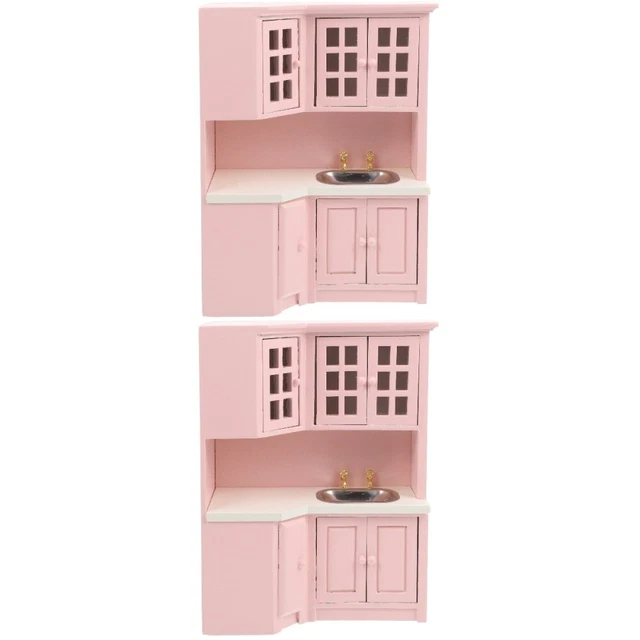 2 piezas lavabo mostrador decoración madera muebles en miniatura mini adorno muñeca