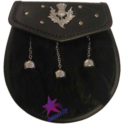 Cardo Cc Scozzese Pelliccia di Coniglio Sporran Kilt Cardo Cintura Fibbia Spilla Fly 