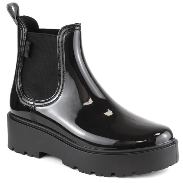 Big Star MM274395 lacquered boots, Chelsea boots, waterproof rain boots black
