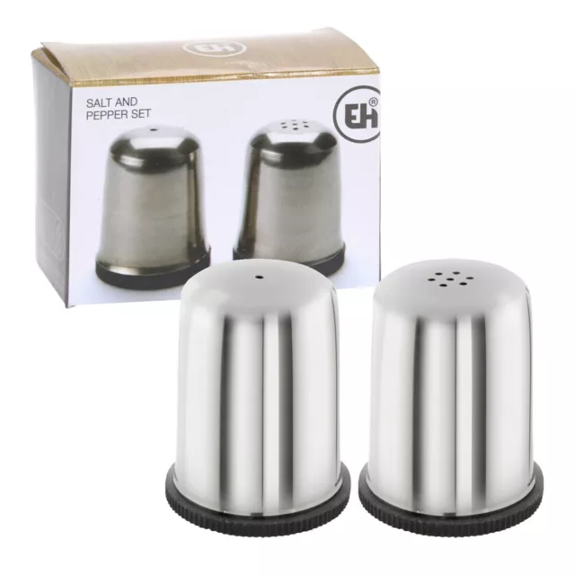 Salt And Pepper Shaker Pots Set X2 Mini Stainless Steel Dispensers Storage Cruet