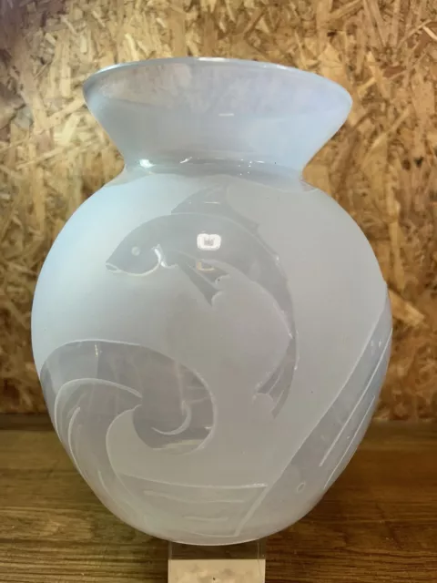 grand vase boule, verre opalescent art déco, poisson, era Sabino, Lalique