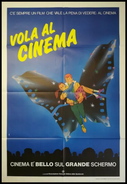 VOLA AL CINEMA PUBBLICITARIO ANNI 80 Manifesto Film 2F Poster Originale Cinema
