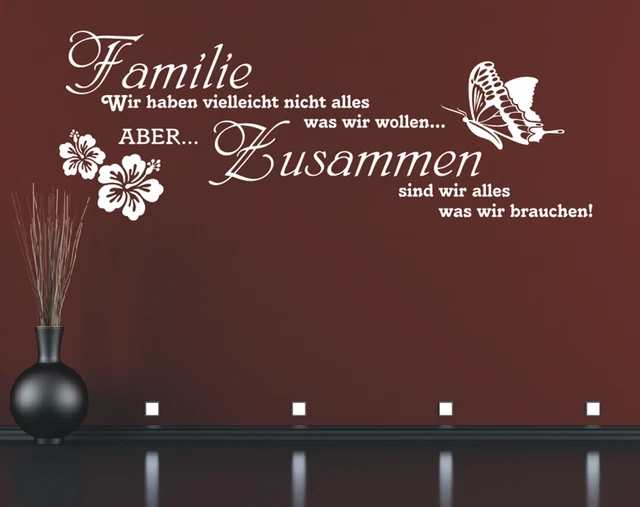 WANDTATTOO SPRUCH FAMILIE Wir haben Zusammen Wohnzimmer Wandaufkleber