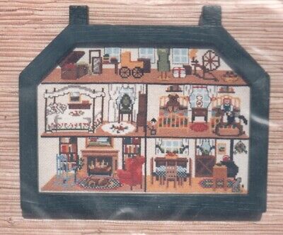 Kit de imágenes de punto de cruz para casa de muñecas Hickory Mountain Miniatures sellado 1986 raro