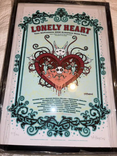 Lonely Heart Tara McPherson Print Signed Numbered Pro Framed 127/200 Euro 2006