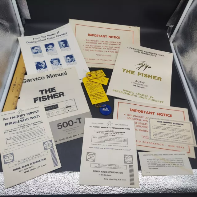 FISHER 500T Service & Owners Manuals FISHER KEY CHAIN LOT -VG/Exe. 1960's
