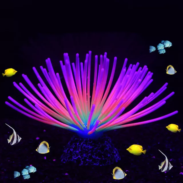 Silicone Glowing Artificial Fish Tank Aquarium Decor Coral Plants Ornaments Home