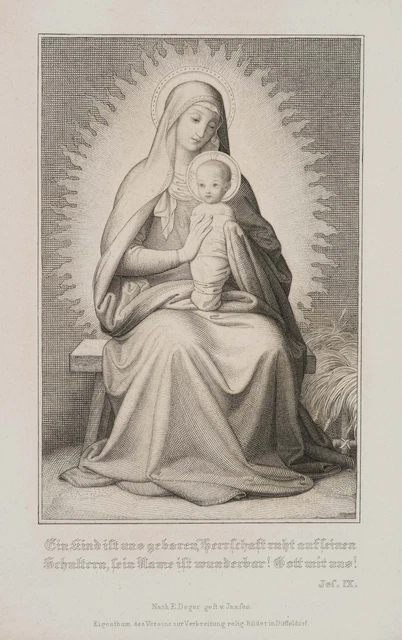 After DEGER (19th century), Madonna with the wrapped child, wheel. Romantic