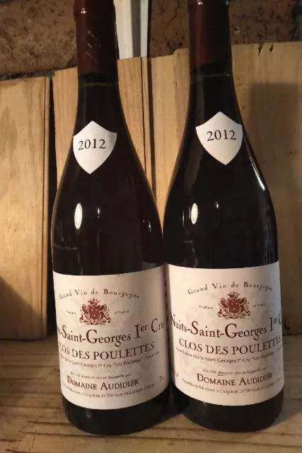 2 x Nuits Saint Georges 1er cru clos des Poulettes  domaine Audidier 2012