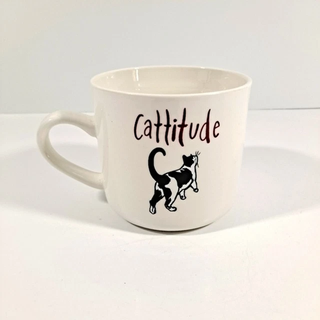 Opalhouse Cattitude Mug 16oz Stoneware Coffee Tea White