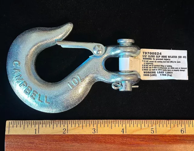 Campbell Clevis Slip Hook With Latch Grade 43 Zinc Plated 5/16" T9700524