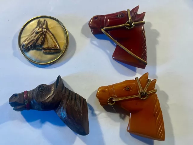 4 Vintage Horse pins