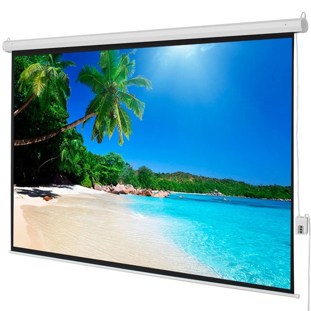 100 Motorized Projector Screen Matte White with Remote - 4:3 Aspect Ratio