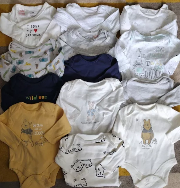 Baby boys bundle of 13 long sleeved vests,  NEWBORN excellent condition C
