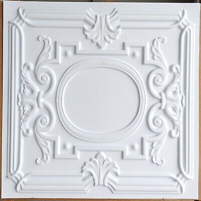 PL15 Faux tin 3D embossing ceiling tiles white matt decor wall panels10tile/lot