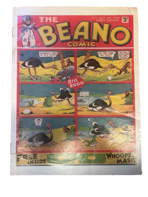 RARE Collectors Item The Beano Comic No.1, July 30th 1938 REPRINTED 1998