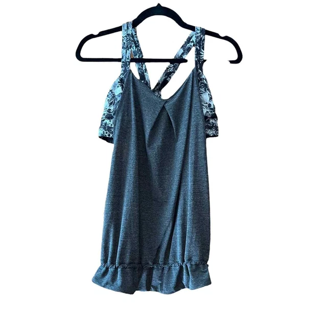 Lululemon Rest Less Tank Heathered Black / Flowabunga Black Angel Wing-8