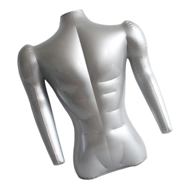 Mannequin Gonflable Homme - Buste Tailleur - Hauteur 168 Cm, PVC Argenté - Pour Présenter Vêtements, Hauts, Pantalons, Maillots De Bain - 5