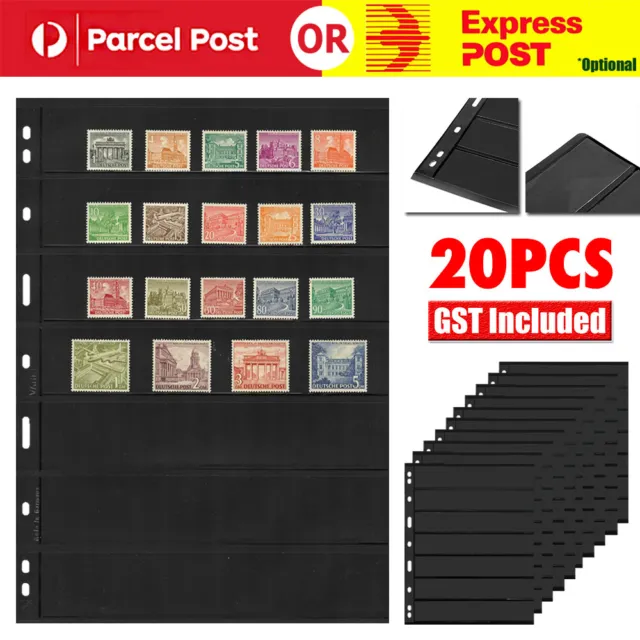 Pack of 20~100 Sheets Double Sided Stamp Album Stock Pages with 9 Binder Holes