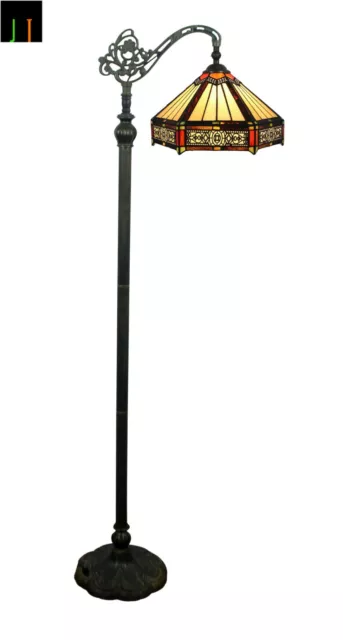 Free Postage JT Tiffany Stained Glass Six-Sided Vintage Floor Lamp 12'' Shade 2