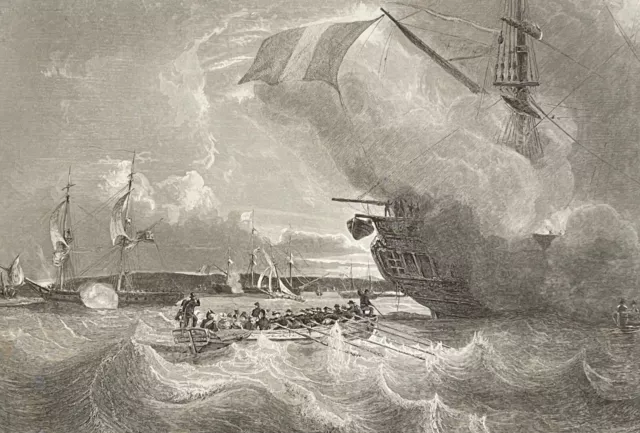 Louis-Philippe I (1773 - 1850) in Cherbourg harbour 1833 France engraving 1840