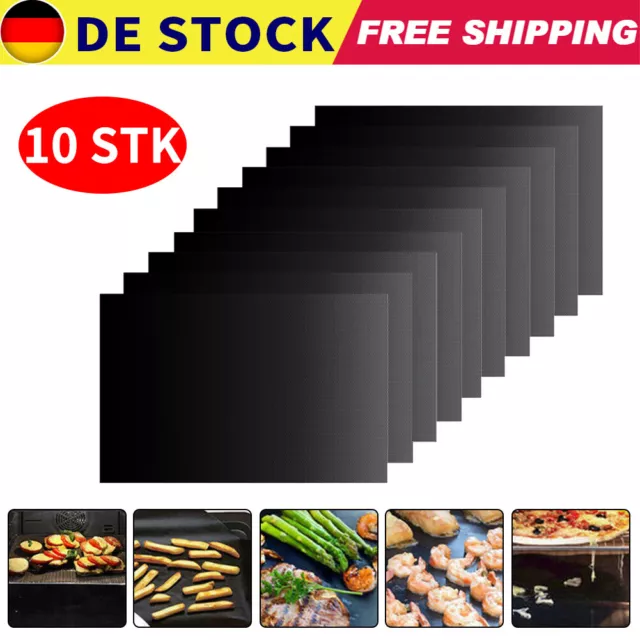 10 X BBQ Grillmatte Antihaft Dauer Grillmatten Backmatten Grillfolie Unterlage