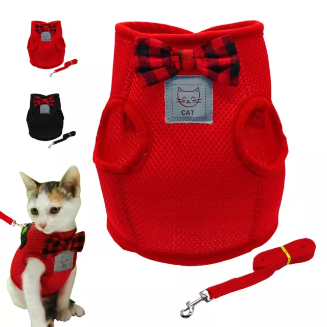 Breathable Cat Harness and Lead Escape Proof Soft Mesh Vest for Pet Puppy Kitten