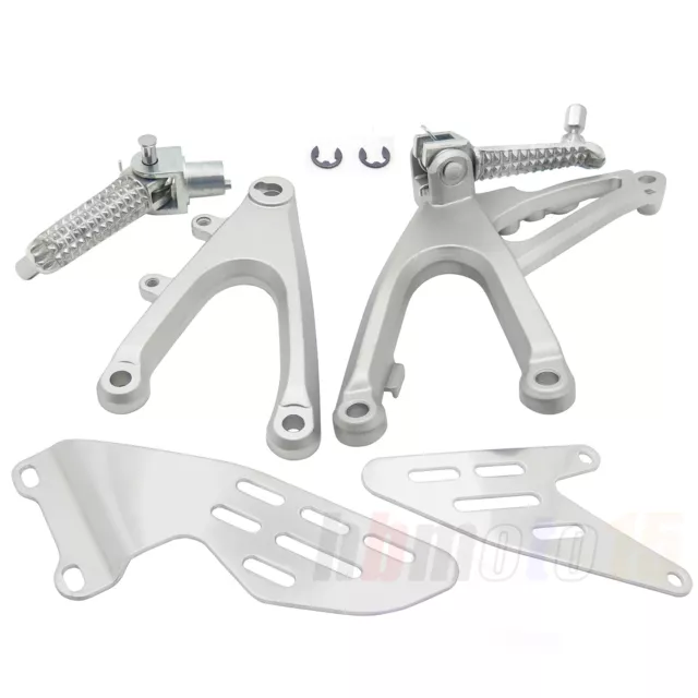 Matte Silver Front Rider Foot Pegs Bracket For Yamaha Yzf-R1 Yzf R1 2007 2008