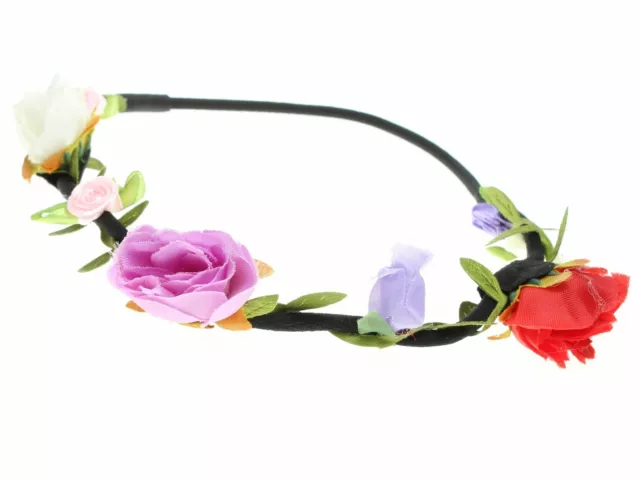 Lilac Red Flower Garland Crown Headband Elastic Hair Band Summer Festival