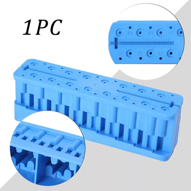 Dental Endo Measuring Block Endodontic File Burs Holder Ruler Blue Autoclavable