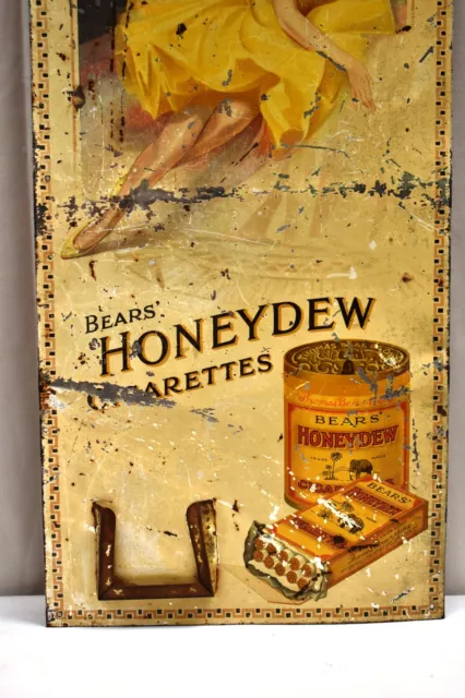 Vintage Bear's Honeydew Advertising Tin Sign Calendar Depicting Beautiful Lady " 3