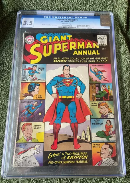 Superman Annual #1 CGC 3.5 1960 1st Silver Age DC Annual w/2 page map of Krypton