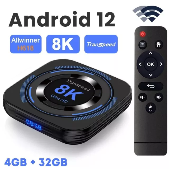 Android 12.0 Smart TV BOX 4GB+32GB Quad Core Wifi Media Player 4K Full HD - NEU