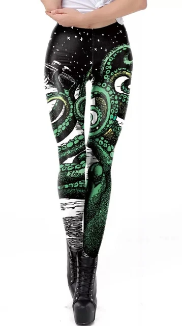 Women Girls Leggings Sports Yoga Pants Digital 3D Printed Octopus