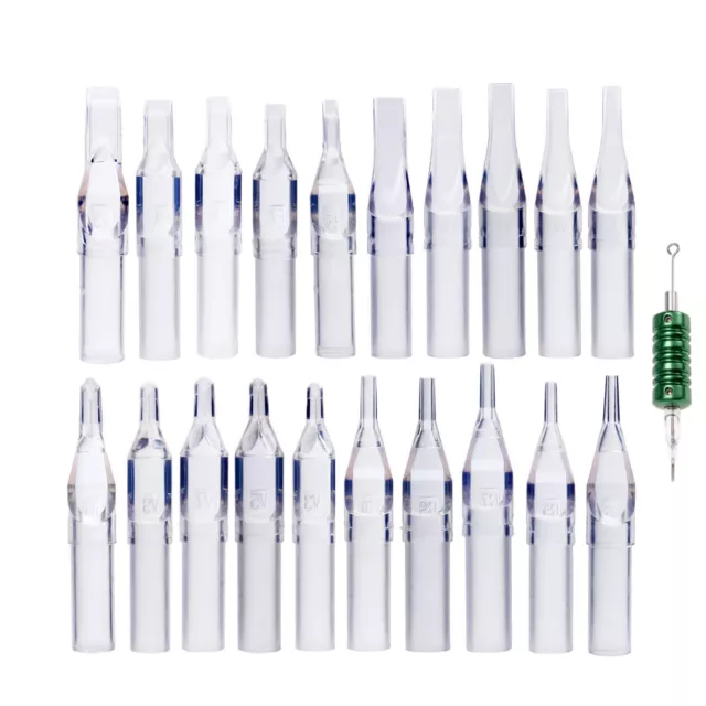 25x puntas desechables para tatuajes 3/5/7/9/11RL boquilla tubo con aguja transparente