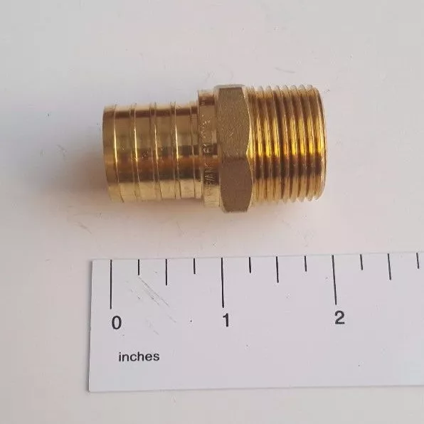 1 Pc. 1" Pex X 3/4" Male Npt Threaded Adapter Brass Crimp Fitting Lead Free