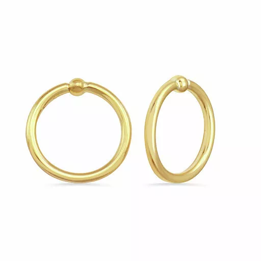 14k Solid Gold 2mm Captive Bead Ring Helix Daith Conch Lobe Tragus Body Jewelry