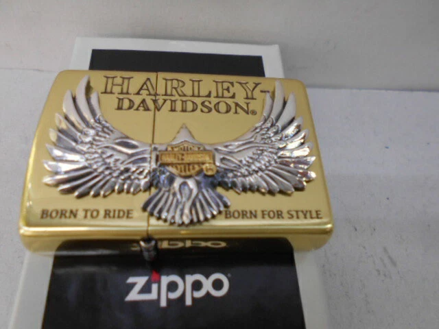 Zippo 2022 Harley-Davidson Metal Pasted Eagle Oil Lighter w/ Box Unused
