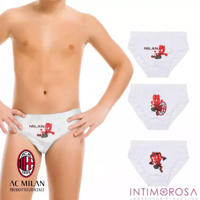 Slips AC Milan Produit Officiel Bébé MI13504 En 100% Coton 3pz